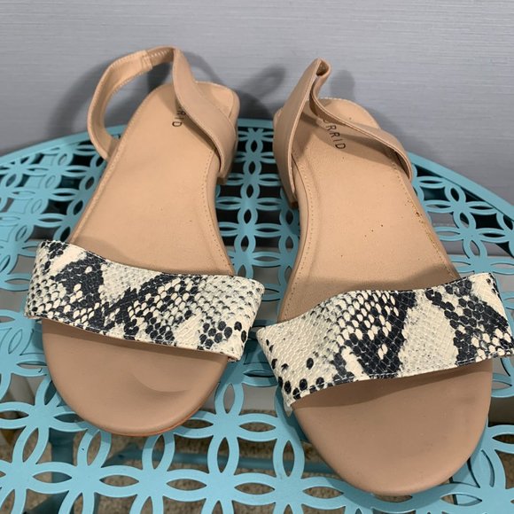 Torrid Womens Sandals Women 9W Slingback Block Heel SnakeSkin Print Faux Leather - Picture 2 of 9